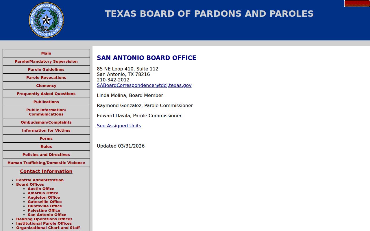 Texas parole board boundary for Gonzales County arrest and custody research