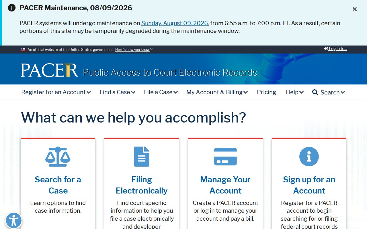 Federal PACER boundary for Gonzales County court case research