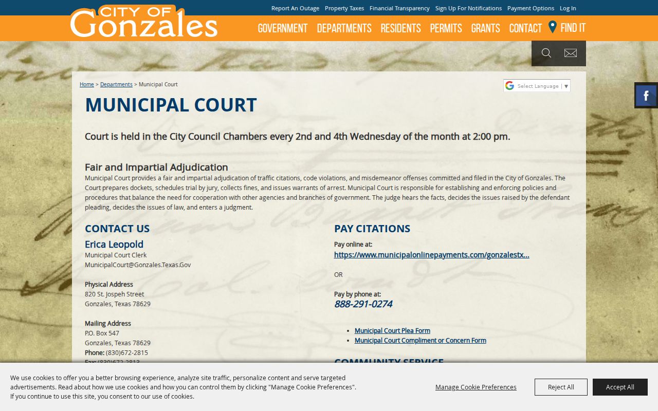 Gonzales County municipal criminal court case information