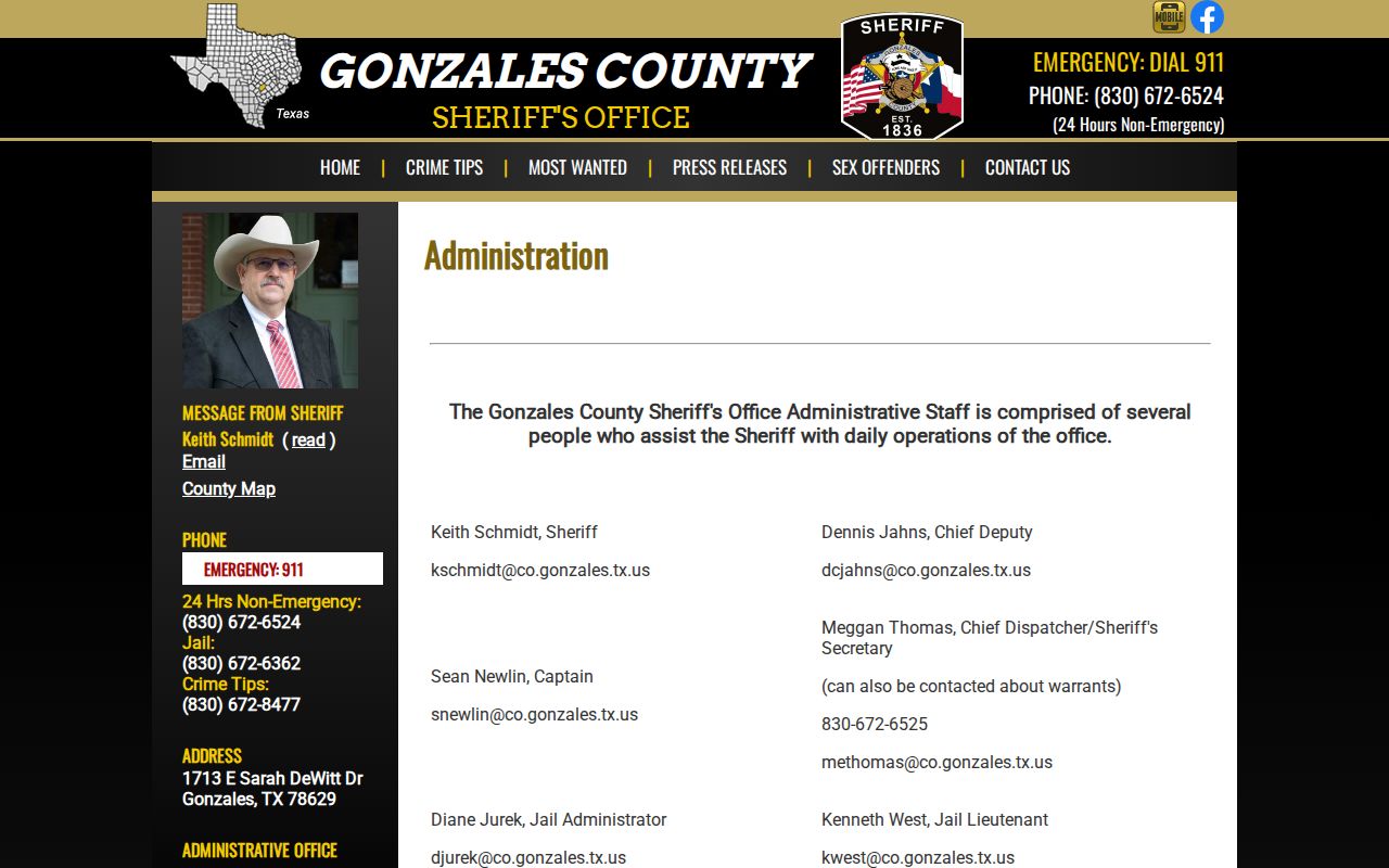 Gonzales County sheriff public records, jail records, warrant, and compliance contacts