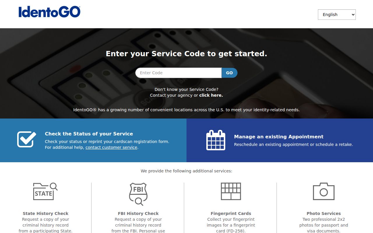 Gonzales County FAST IdentoGO fingerprint appointment page for Texas record review